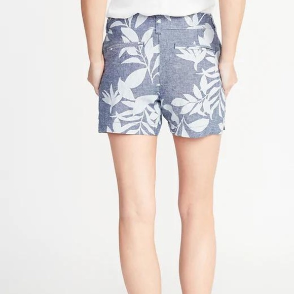 Mid-Rise Printed Linen-Blend Everyday Shorts - Picture 2 of 2